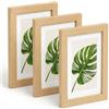 Heimwohl Cornice portafoto in legno, 10 x 15 cm, colore naturale | Cornice portafoto da 10 x 15 cm senza foto o 7 x 12 cm con passepartout, cornice in legno da appoggiare e appendere