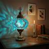 MOSLAND HOME Lampada da tavolo con mosaico turco marocchino fatta a mano - Luce notturna Tiffany e lampadina LED (stella blu)