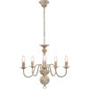 vidaXL Candelabro 5 Lampadine E14 Anticato Lampada da Soffitto a Sospensione Luce Pendente Base Metallo Bianco Gocce Acrilico Trasparente