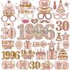 Tbay Decorazioni 50 Anni Donna - Kit di 25 Accessori Photobooth Nero e Oro Rosa, Props Photo Happy 50th Birthday per Festa di Compleanno (Oro Rosa - 30 Anni)