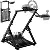 Lointain Supporto Volante Sim Racing Pieghevole, 65-80 cm, Nero | Wheel Stand Regolabile in Acciaio 1,4 mm con Pedaliera e Cambio, Compatibile con Logitech G29 G920, Thrustmaster e MOZA