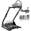 Lointain Supporto per Volante da Corsa Pieghevole, 56-78 cm, Nero | Postazione Sim Racing Regolabile in Acciaio 1,4 mm con Pedaliera Inclinabile e Supporto Cambio, per Logitech G923 e MOZA