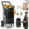 UISEBRT Carrello per la spesa pieghevole 3 in 1 con grande volume 56 l, multifunzione con scomparto frigorifero, borsa a tracolla e carrello in uno, carrello per la spesa, colore nero, 3 ruote