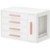 HOOBRO Scatola Portagioie, in Legno con Finestra Trasparente, 4 Livelli per Orecchini, Collane, Anelli, Bianco e Oro EWD09JB04