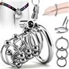 Desire Spark Gabbia per Pene Sexytoysys Coppia - Castità uomo Pene con 3 Anelli per il Pene Rimovibili, Cintura di Castità e Sonda Uretrale, BDSM Cock Cage per Prevenire L'erezione Extreme Erotic Sex Toys Uomo
