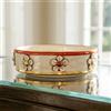 Ceramiche Sofia Stand Centrotavola con Fiori in Ceramica di Caltagirone Ø 20 cm - Madreperla Antichizzato Oro e Lustri - 20 cm / Madreperla Antichizzato Oro e Lustri