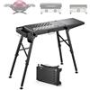 VEVOR Banco Pieghevole per Griglia da Esterno Portatile Carico 158kg BBQ | Tavolo Portatile per Barbecue, Campeggio, in Acciaio al Carbonio, Altezza Regolabile, 66,35-82,85cm, Cassetto Portautensili
