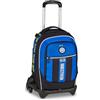 Seven Trolley Jack 3 Ruote Inter, Nero Azzurro, Zaino con Carrello Sganciabile da 33 Litri, con Tasca Frontale, Zainetto Staccabile, per Scuola Elementare e Medie, Bambino e Ragazzo