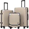 LEVEL8 Set di 3 Valigie Bagaglio a Mano Valigia Trolley Rigido Ultra Leggero in ABS+PC Valigie da Viaggio con Chiusura TSA e 4 Ruote Doppie Girevoli(Champagne, 20/24/28 Set)