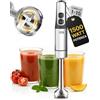 LEBENLANG Frullatore A Immersione 1500W Acciaio inox - Misurino da 800 ml | Paraspruzzi I Regolazione continua & turbo I Tritatutto Da Cucina Elettrico Minipimer Immersione Professionale mixer cucina