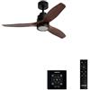 CREATE / WINDSTYLANCE S/Ventilatore da soffitto ABS con luce nera pale effetto legno scuro con controller e telecomando/40 W, timer, Ø112 cm, 3 temperature di luce, estate-inverno, doppia altezza