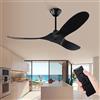XSGDMN Ventilatori da soffitto per esterno,Ventilatore da soffitto senza luce con telecomando, 52 pollici Ventilatore da soffitto nero, Impostazione intelligente dell'ora, Disponibile in inverno ed estate