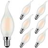 MAYCOLOR Lampadina Filamento LED Candela Fiamma E14 4W Equivalenti 40W, 400Lm, Bianca Calda 2700k, Lampadine Candela E14 per Lampadari di Cristallo e Illuminazione Decorativa, Vetro Opaco, 6 Pezzi