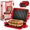 Micro Grill MAX - Macchina per sandwich per microonde, tostapane, 3 minuti, copertura in silicone spesso, sicuro per uso alimentare, lavabile in lavastoviglie (rosso, grande)