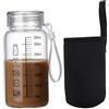 Ameble Bottiglia per Acqua per Latte in Vetro borosilicato da 350 ml con Misure del Coperchio a Prova di perdite
