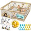 Baubli Box per Bambini 180x200cm con Tappetino, 60 Palline, Maniglie e Borse per il Trasporto - Recinto per Bebè con Rete Traspirante - Area Giochi per Bambini