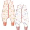 Teechodina Sacco nanna con piedi, 1,5 Tog, 100% cotone, per bambini, tutto l'anno, con gambe, per ragazzi e ragazze