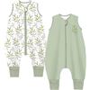 Chilsuessy Sacco nanna estivo con piedi, confezione da 2 pezzi, per bambini, con gambe, 100% cotone, per ragazzi e ragazze, set da 1 tog e piante, 100 cm, altezza bambino 110-120 cm