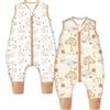 Teechodina Sacco nanna con piedi, 1,5 Tog, 100% cotone, per bambini, tutto l'anno, con gambe, per ragazzi e ragazze