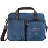 Avirex Cartella a Due Manici in Canvas e Pelle Bovina Anticata, Tasca Imbottita per PC 15.6", con Tracolla Regolabile, in Stile Militare, Collezione 140506, CNV0N (Blue)