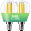 Lepro Lampadina LED E14, Classe A, 2.2W Equivalente 40W, 470LM 2700K, 2Pcs | Lampadina a Risparmio Energetico,P45 Filamento,Alto CRI>80,Non Dimmerabile,Angolo del fascio di 300°,Lunga Durata 50000 Ore