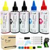 F-ink - 5 flaconi da 100 ml di inchiostro e strumenti per ricaricare l'inchiostro, compatibili con cartucce d'inchiostro Hp 303 305 307 21 22 338 339 343 901 303XL 305XL 307XL