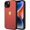 CG MOBILE Ferrari - Custodia protettiva per iPhone da 14 con lati stampati a caldo, in vera pelle, resistente e antigraffio, con facile scatto, assorbimento degli urti e logo firma