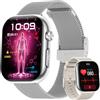FOSMET Smartwatch Donna Salute, ECG, VFC, Micro-Check-Up, Sonno, Argento | 1.97 AMOLED Orologio Fitness, 24H Frequenza Cardiaca, SpO2, 140+ Sport Temperatura Chiamata Bluetooth Notifiche, Android iOS