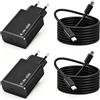 JiCghemg 45 W Caricabatterie USB C rapido per Samsung Galaxy S25, S24+,S24 Ultra,S23+,S23 Ultra, S22,Note20,A54,A53,Z Fold5,Fold4,Tab,USB C Presa Caricabatterie Adattatore di alimentazione (Nero-2 Pack)