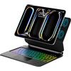 IVEOPPE Tastiera Magic per iPad Pro 13 13 Pollici M5/M4 2025/2024 con Cover | Touchpad Supporto Flottante Keyboard, Magnetica 7 Colori Illuminato Colori Trackpad Tastiera Custodia, Nero