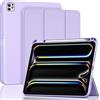ProCase Custodia per iPad Pro 11 Pollici M5 2025/M4 2024 con Portamatita, iPad Pro 11 M4 (Modello: A2836 A2837 A3006) Triple Stand Smart Folio con Copertura Posteriore in TPU Morbido -Viola