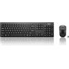 Lenovo Set di 100 tastiera e mouse wireless, set cordless con tasti silenziosi resistenti alle fuoriuscite, tastiera a 3 zone, mouse ambidestro, design compatto, USB wireless, nero
