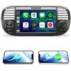 Moobsnry Autoradio per Fiat 500 2007-2015, CarPlay Wireless Android Auto, Autoradio Fiat 500 da 7 Pollici IPS Touchscreen, Bluetooth, Mirror Link, FM/AM RDS, EQ, USB, SWC, Canbus, Navigatore GPS