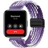 GIOPUEY Cinturini Magnetica Compatibile con Realme Watch 3, Cinturino in Morbido Nylon Intrecciato [Unisex] [Traspirante] - Purple/White