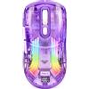 Attoe Simpatico mouse trasparente, Tri-Mode wireless, dock di ricarica RGB | Display digitale della batteria, 5 fasi, 4000 DPI, batteria da 500 mAh, clic silenzioso, 11 modalità di illuminazione