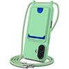 FERLAN Cover per iPhone 17E/iPhone 16E con Cordino per Cellulare, Slot per schede Custodia Silicone con Regolabile Collana Case Protezione della fotocamera Antiurto con Necklace, Verde