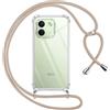 Pnakqil Cover Trasparente per Xiaomi Redmi Note 17 Pro Max 5G con Cordino, Khaki | Trasparente Custodia con Laccio Tracolla Cellulare Girocollo Collana Protettiva per Xiaomi Redmi Note 17 Pro Max 5G 6,83