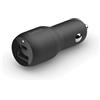 Belkin BoostCharge Doppio caricabatteria da auto rapido da 37 W, porta USB-C PPS da 25 W, porta USB-A da 12 W, per Galaxy S23, 23+, Ultra, Plus, Note, iPhone 14, 14 Plus, 13, 12, Pro, Pro Max e altri