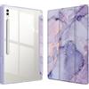 Fintie Custodia ibrida sottile per Samsung Galaxy Tab S10 Ultra 2024/S9 Ultra 2023 da 14,6 pollici, cover antiurto con guscio posteriore trasparente, marmo lilla