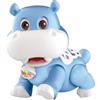 kivrimlarv Crawling Musical Baby Toy, Sensory Light Up Moving Toy, Tummy Time Interactive, Lightweight Portable with Lights, Walking and Dancing Hippo Plush for 3 to 18 Months, 17x10x14cm
