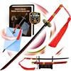 Swords and more One Piece - Sandai Kitetsu, katana di Zoro, tagliacarte con fodero e supporto, spada in miniatura, dalla serie One Piece, con portachiavi, adatta come regalo per fan e collezionisti, colore rosso