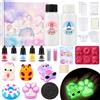 OKINAYO Kit Squishy Fai Da Te, Crea Squishy Zampe di Gatto Palline | Squishy Maker Kit, Liquido Silicone con Stampi e Accessori, Giocattoli Antistress Fai da Te per Bambini Adulti