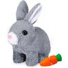 Sunshine smile Coniglio Rimbalzante - Giocattolo Che Salta, Coniglietto Parlante di Peluche Piccolo, Suoni e Orecchie e Naso Si Muovono, Regalo per Pasqua e Natale