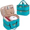 Yarwo Porta da Viaggio Smalti Organizer per 50 Smalti e Lampada UV, Verde | Divisorio Regolabile per Bottiglie 15ml, Coperchio Trasparente, 2 Strati per LED, Tasche e Accessori Manicure e Unghie