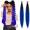 S-noilite Extension per capelli con coda di cavallo S-noilite Ombre con elastico per capelli da donna, finto parrucchino per feste quotidiane, treccia fai da te, 66 cm, 2 pezzi Ponytail,Nero-blu