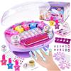 JONRRYIN Set di smalti per unghie per bambini, regalo per ragazze, per nail art per bambini da 6, 7, 8, 9, con valigetta per il trucco fai da te, giocattolo (viola)