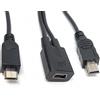 SYSTEM-S Cavo USB 2.0 a Y 25 cm Adattatore da presa Mini B a spina Mini B e Micro B