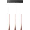 Gea Luce Dafne S/3P Lampada a Sospensione Multipla Lineare 3 Luci LED 16,5W 3000K CRI>90 - Rame con Rosone Nero - Gealuce