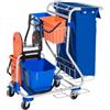 Carrello Pulizie Professionale 4 Secchi 18L/6L con Ruote Blu e Arancione