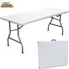 Tavolo Catering Rettangolare Pieghevole 183x76x72cm in Resina e Metallo Bianco